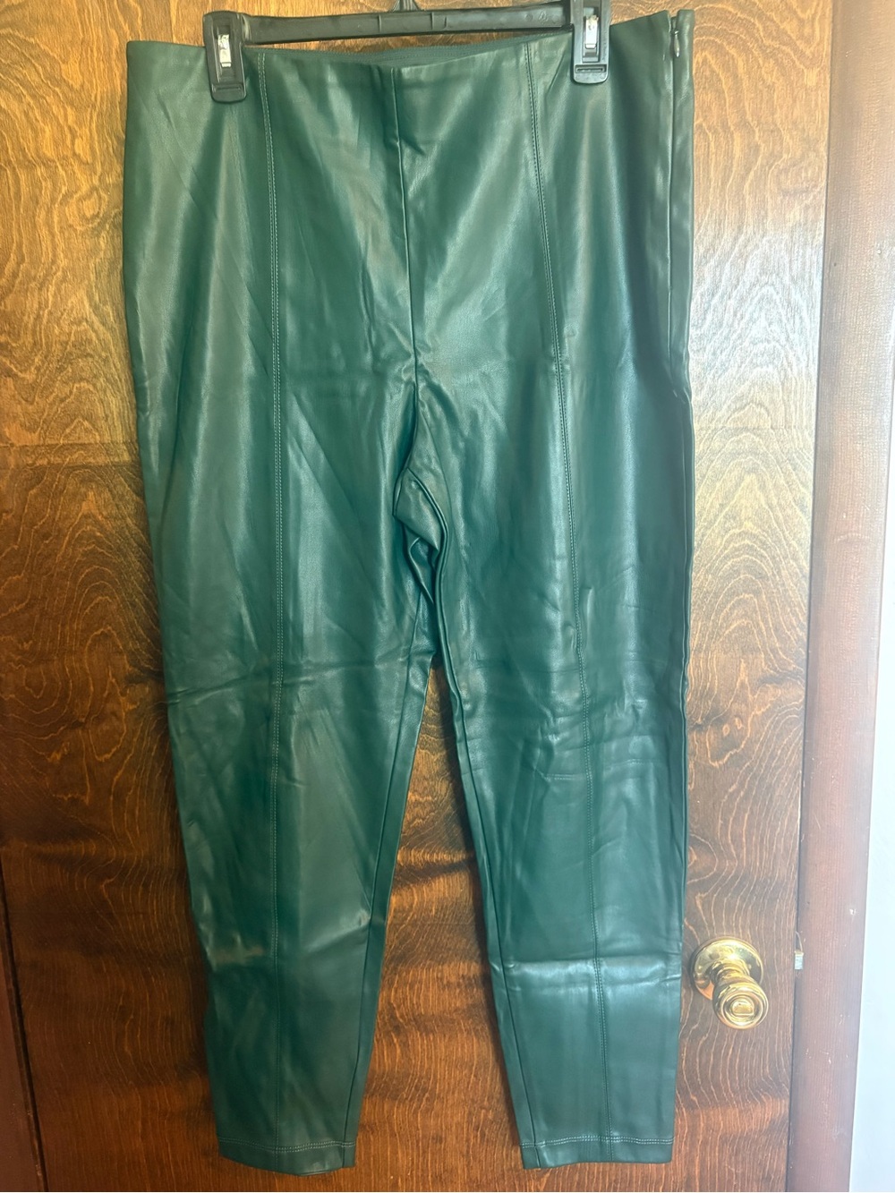 Ann Taylor Faux Leather Leggings in Dark Green
